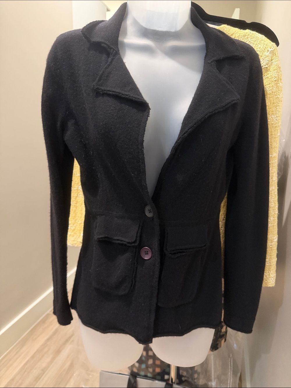 Classic Black Cashmere Women's Button-Front Jacket